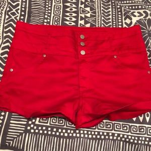 Bright Red Short Shorts Mid Rise Plus Size